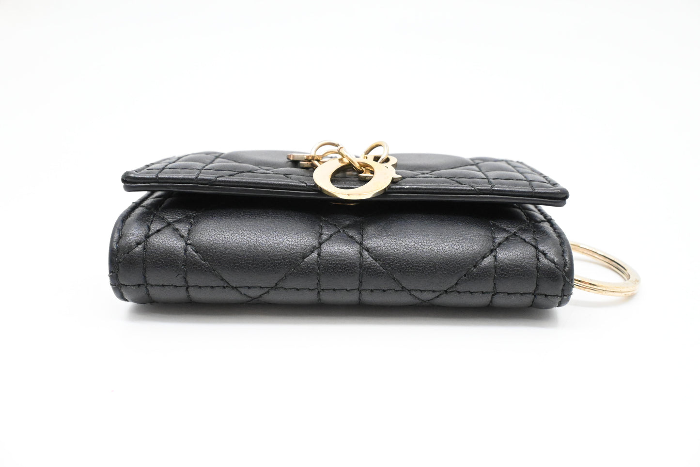 Dior Key Case in Black Cannage Leather