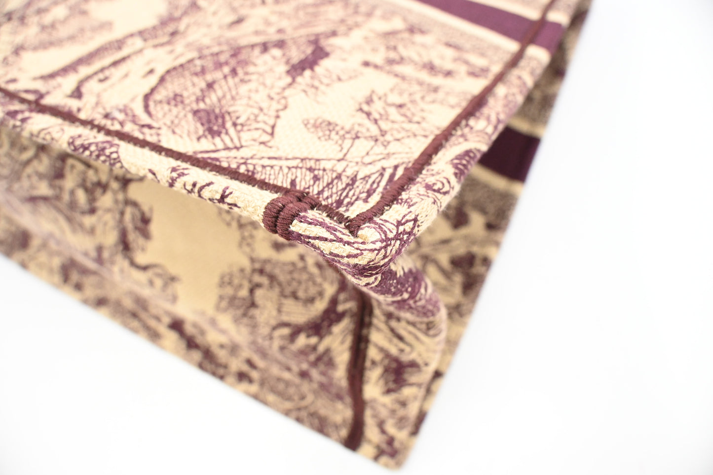 Dior Large Book Tote in Bordeaux Toile de Jouy Sauvage Embroidery