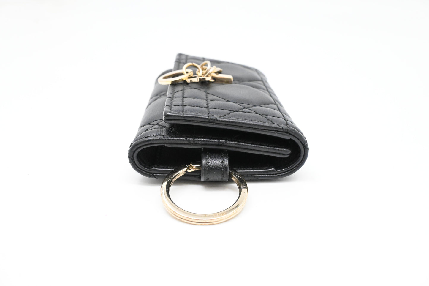 Dior Key Case in Black Cannage Leather