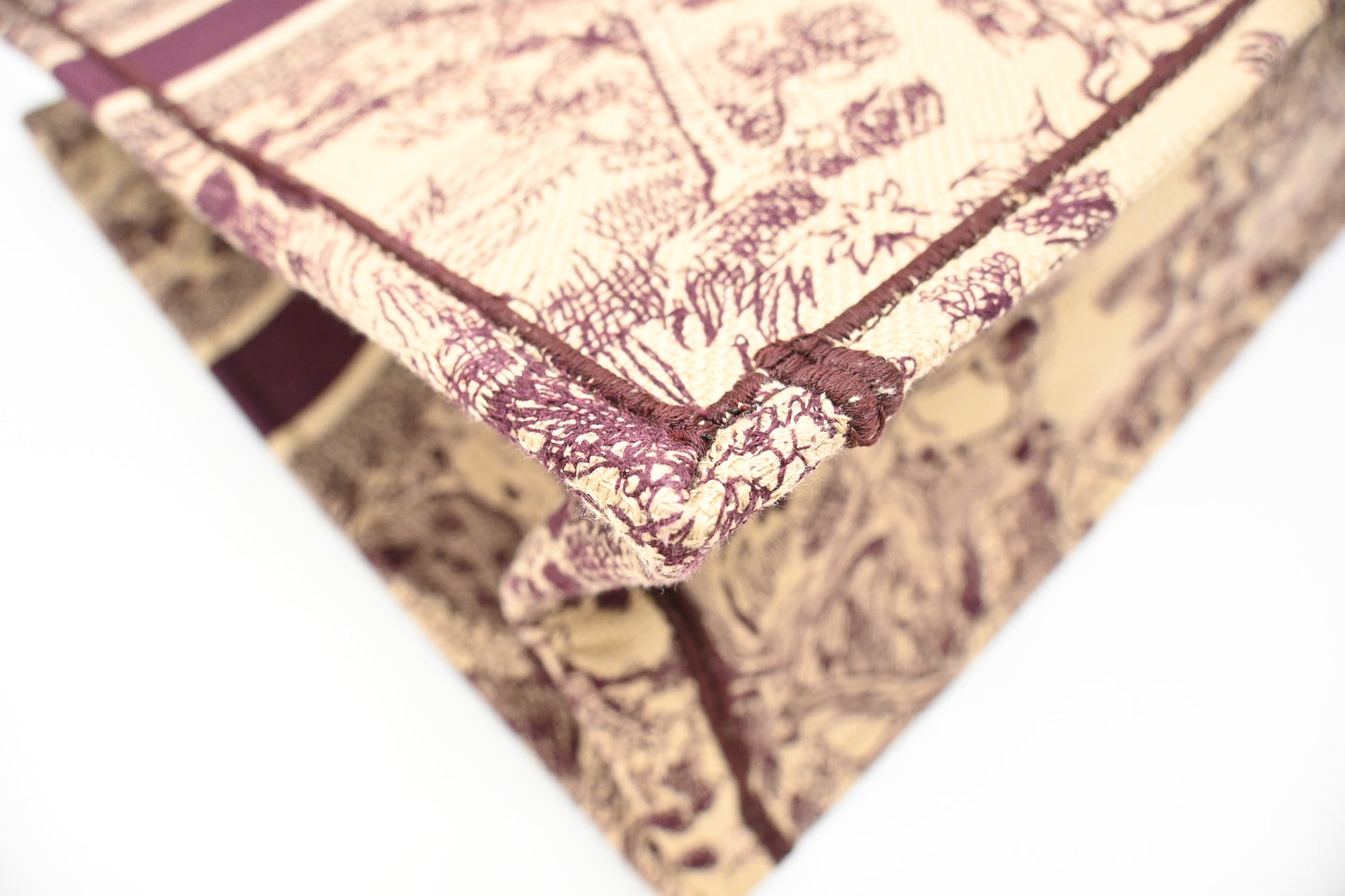 Dior Large Book Tote in Bordeaux Toile de Jouy Sauvage Embroidery