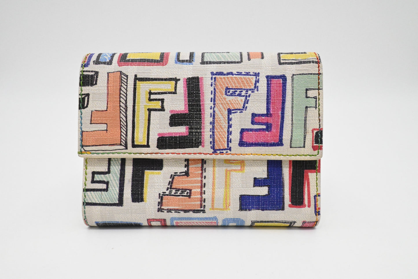 Fendi Compact Wallet in Mutlicolor FF Canvas