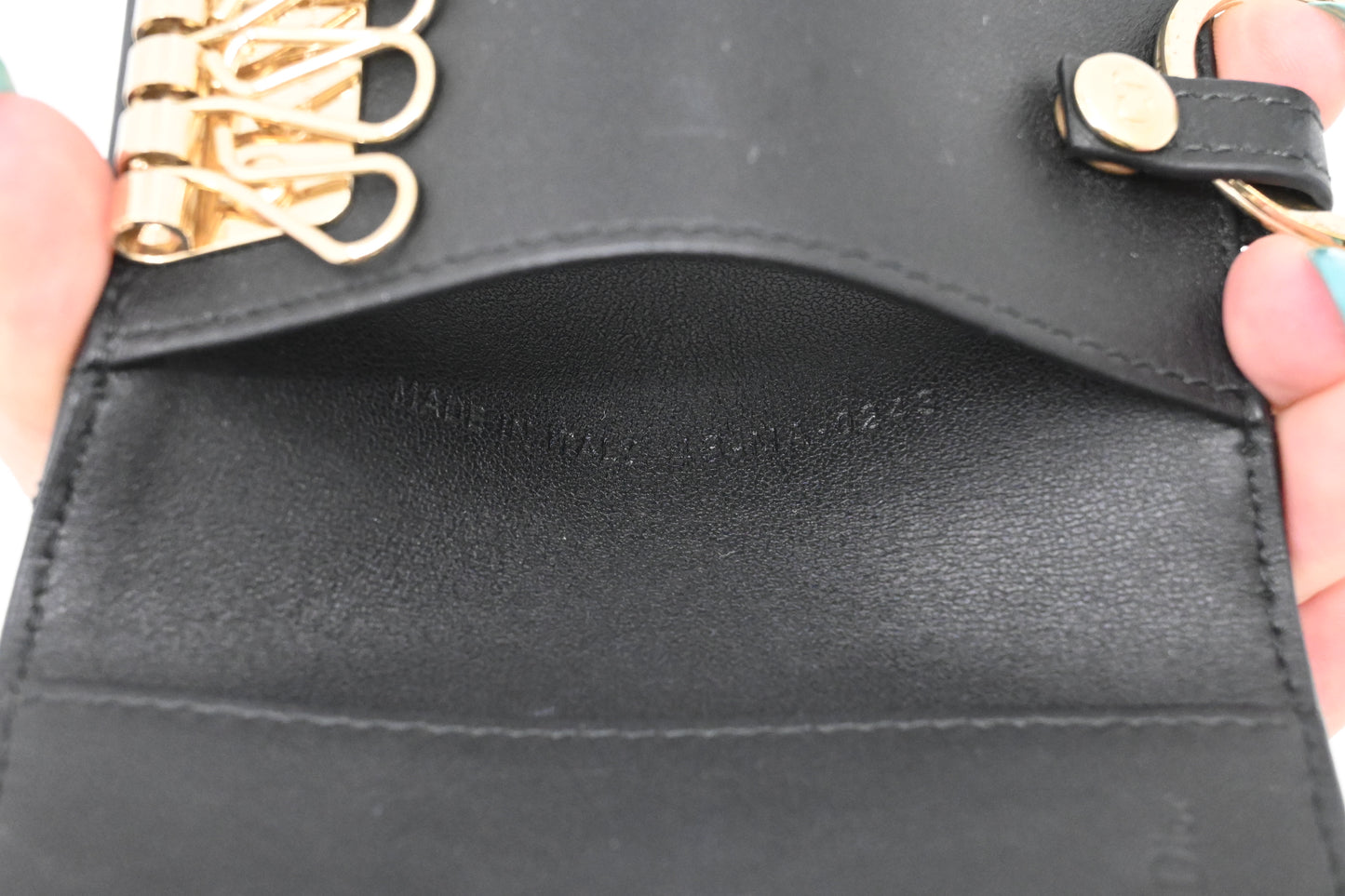 Dior Key Case in Black Cannage Leather