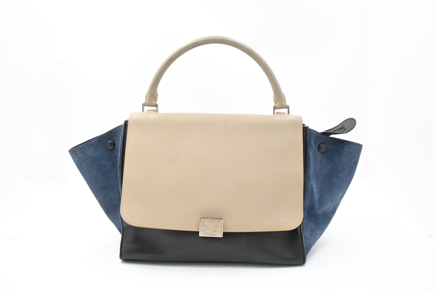 Celine Trapeze in Beige, Blue, and Black Leather