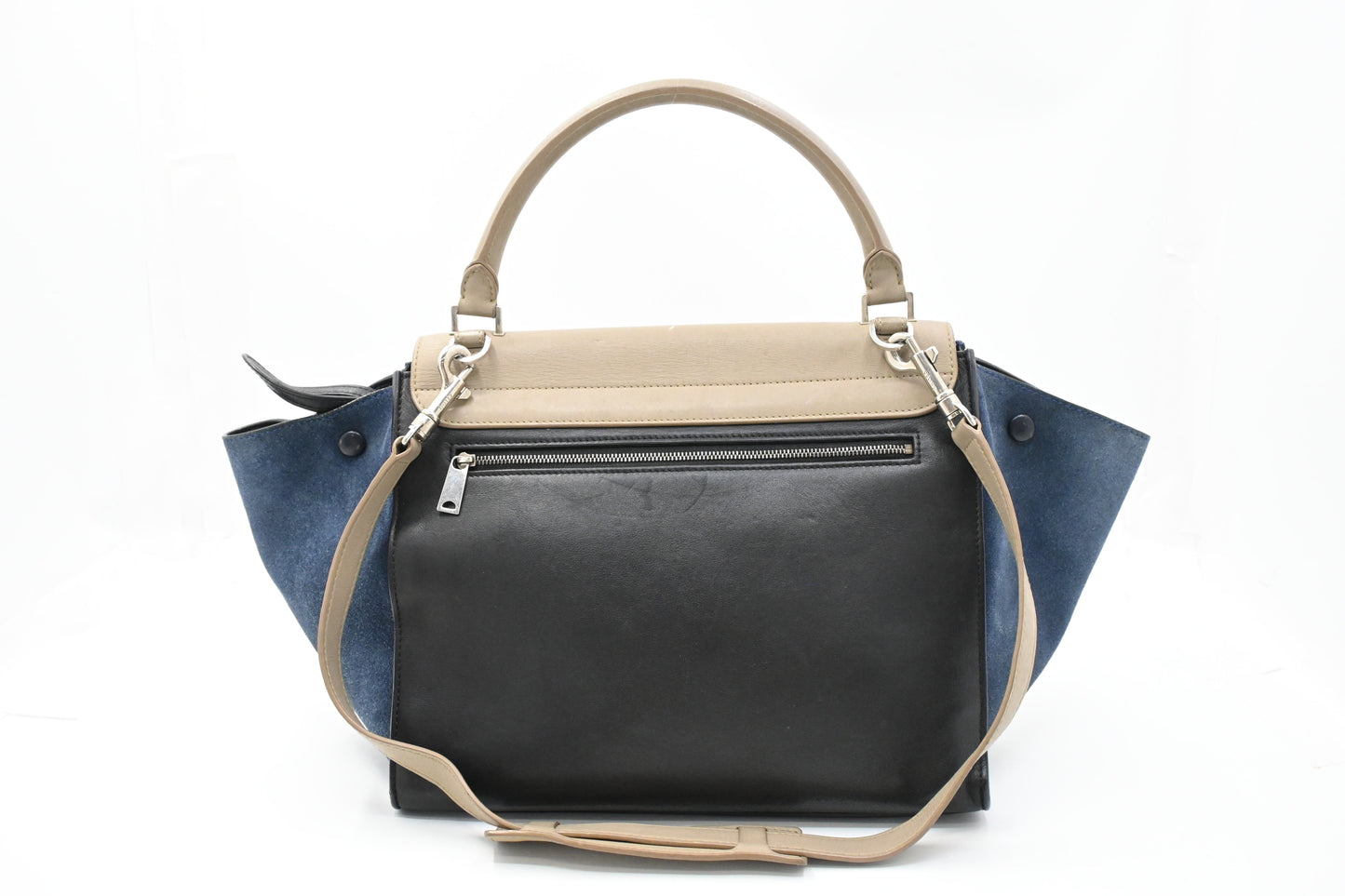 Celine Trapeze in Beige, Blue, and Black Leather
