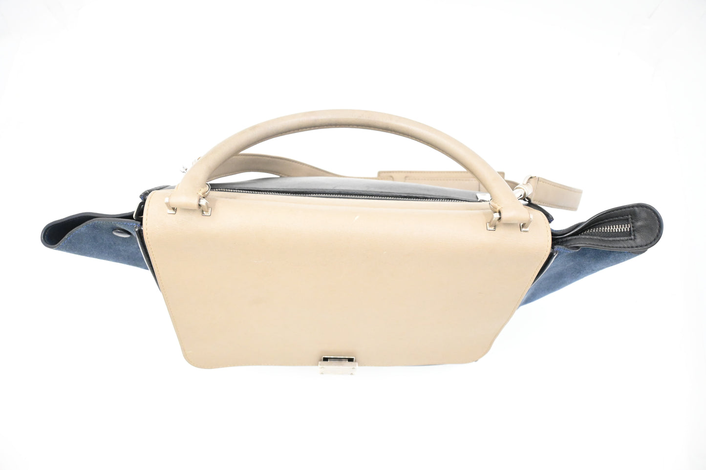 Celine Trapeze in Beige, Blue, and Black Leather
