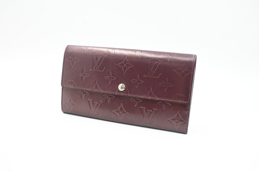 Louis Vuitton Sarah Wallet in Matte Burgundy Leather