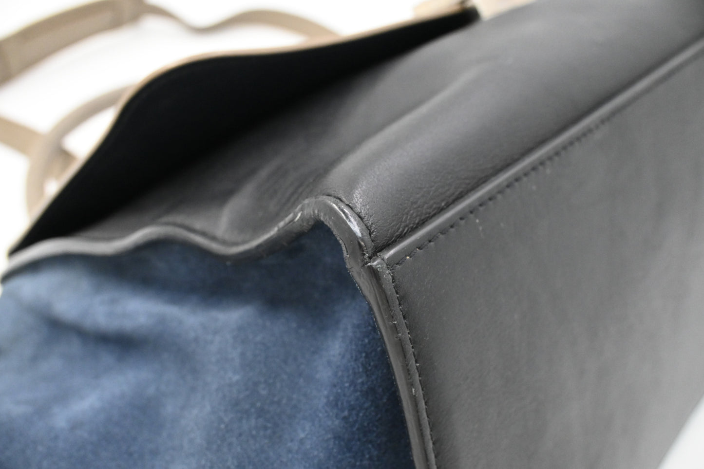 Celine Trapeze in Beige, Blue, and Black Leather