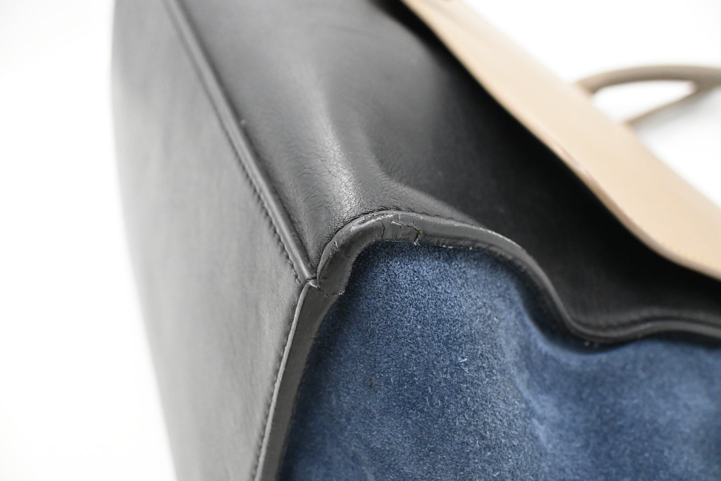 Celine Trapeze in Beige, Blue, and Black Leather