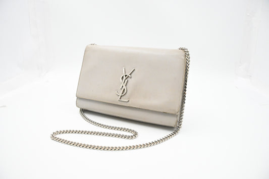 YSL Saint Laurent Medium Kate in Gray Grain de Poudre Leather