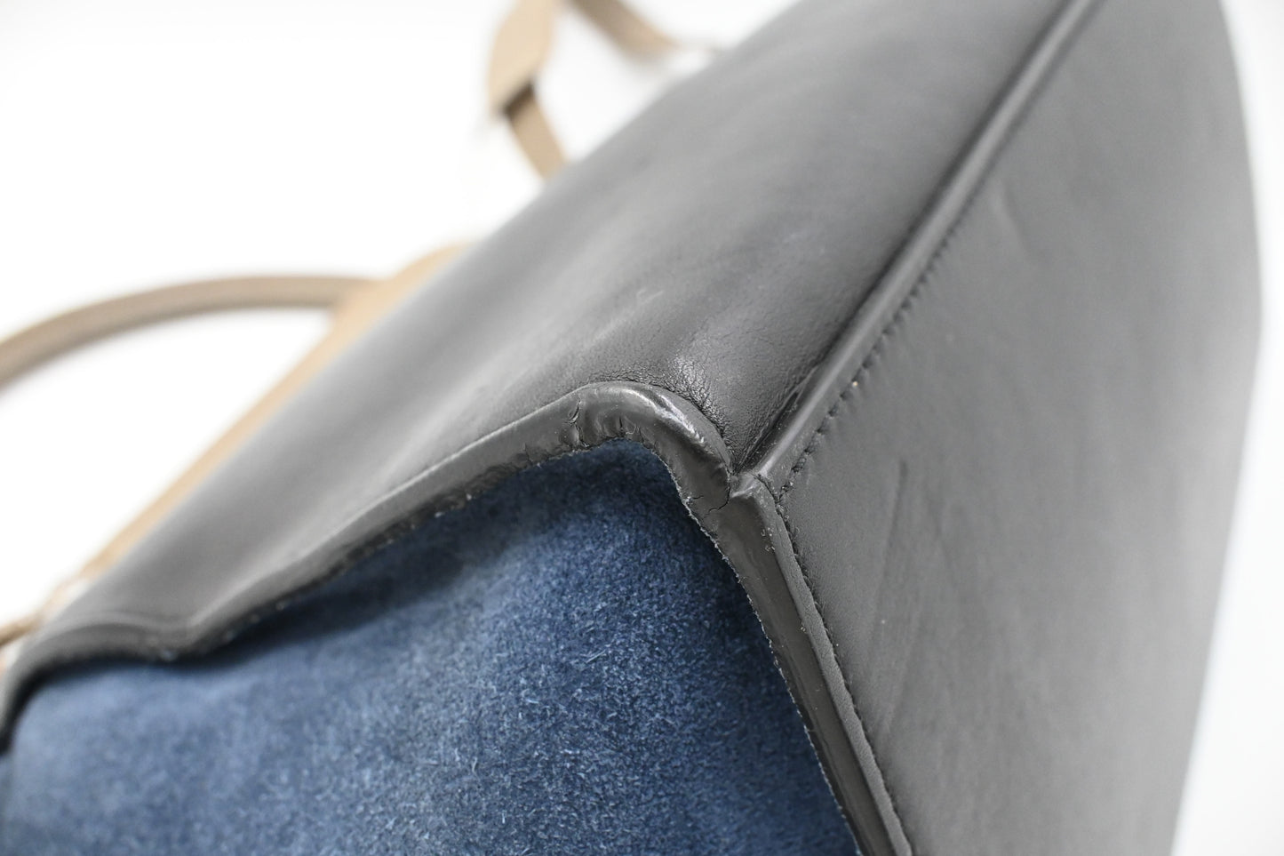 Celine Trapeze in Beige, Blue, and Black Leather