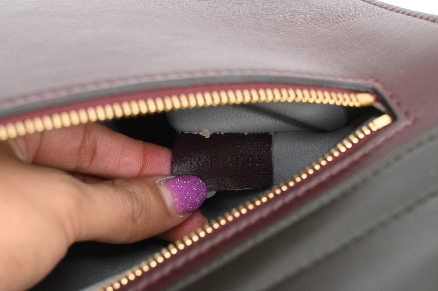 Celine Trapeze in Light Blue, Bordeaux, and Brown Leather