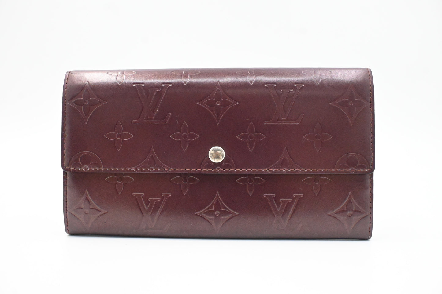 Louis Vuitton Sarah Wallet in Matte Burgundy Leather