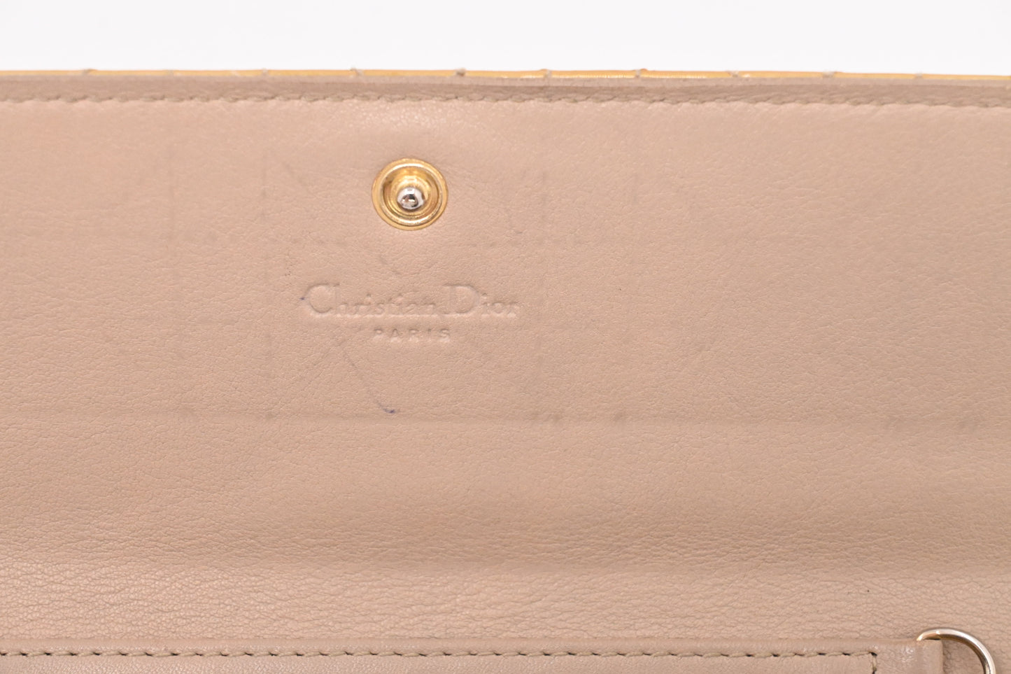 Dior Wallet on Chain in Light Gold Patent Cannage Leather