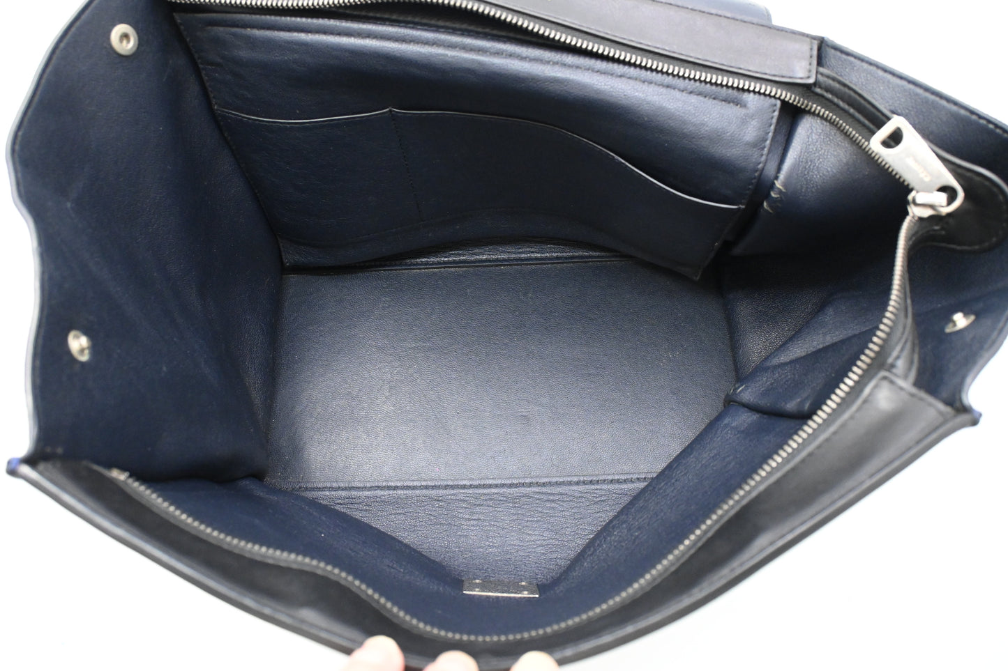 Celine Trapeze in Beige, Blue, and Black Leather