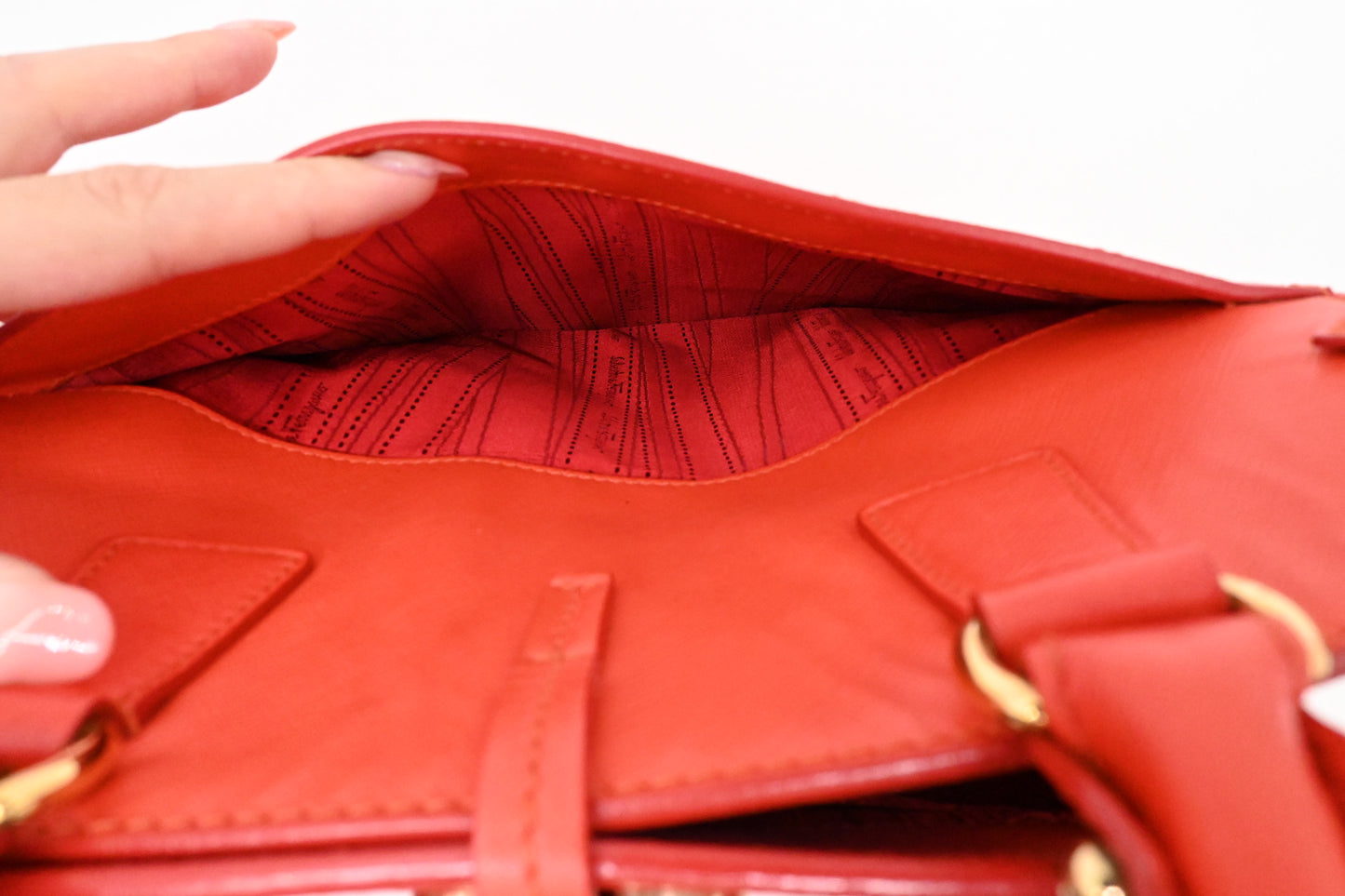 Ferragamo Handbag in Vermilion Red Leather