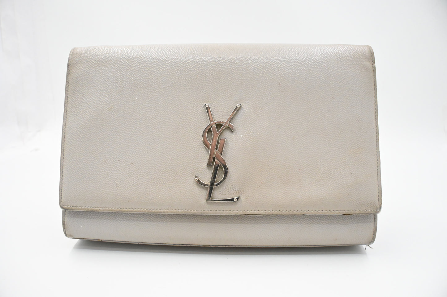 YSL Saint Laurent Medium Kate in Gray Grain de Poudre Leather