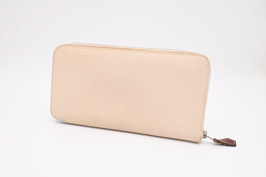 Hermes Long Azap Wallet in Cream Leather and Silk Interior Lining