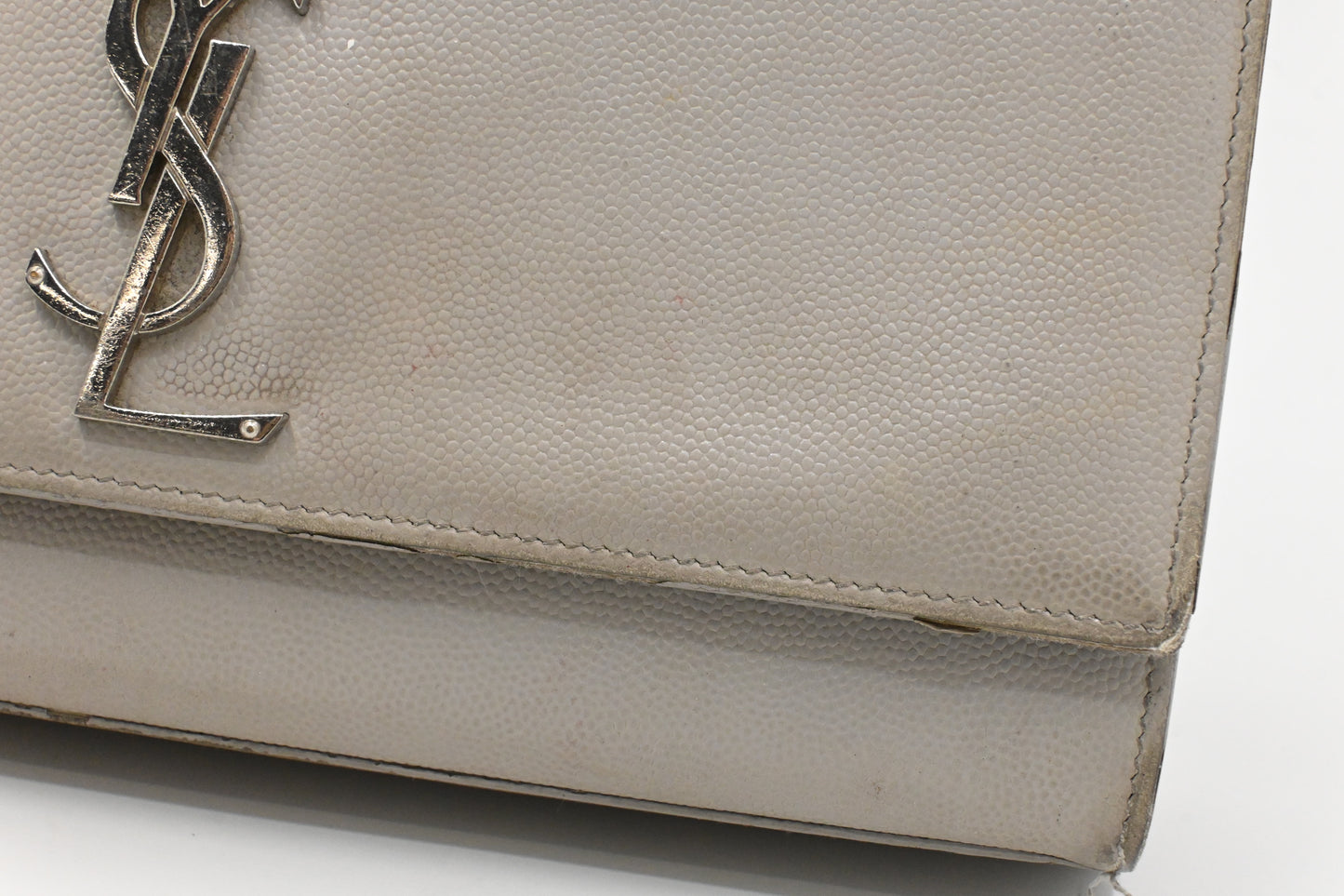 YSL Saint Laurent Medium Kate in Gray Grain de Poudre Leather