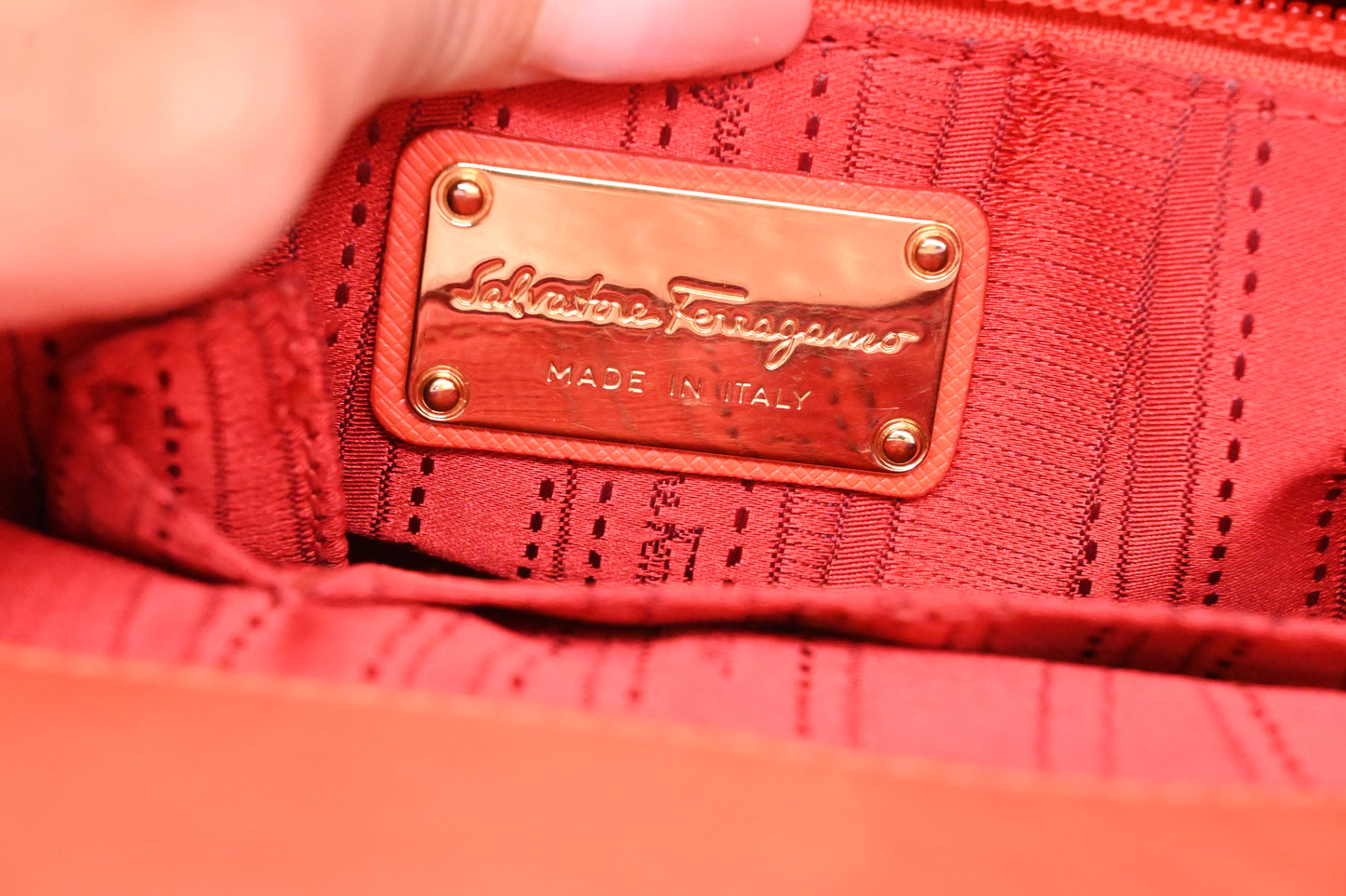 Ferragamo Handbag in Vermilion Red Leather