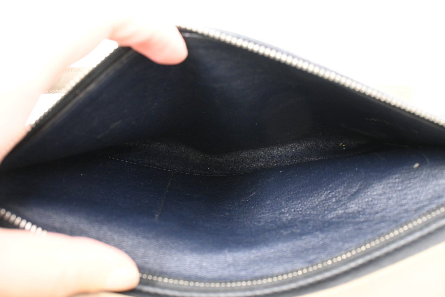 Celine Trapeze in Beige, Blue, and Black Leather