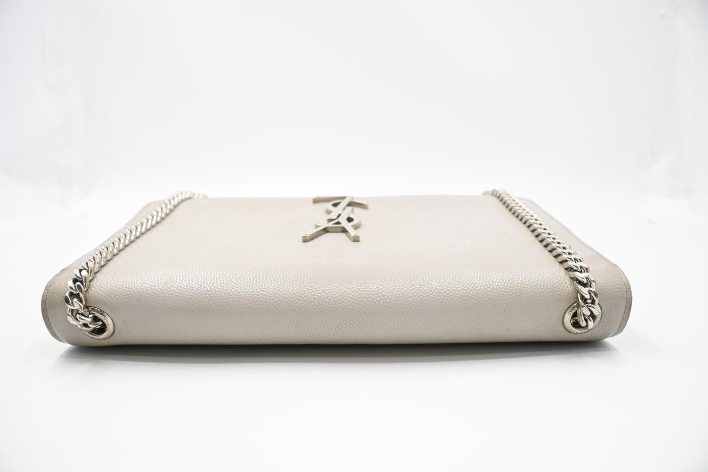 YSL Saint Laurent Medium Kate in Gray Grain de Poudre Leather