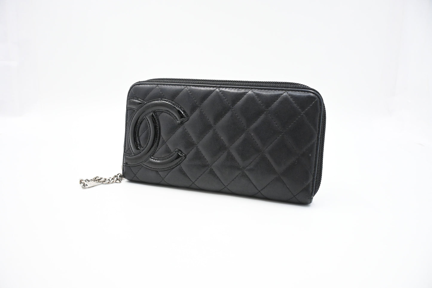 Chanel Cambon Zippy Wallet in Black Matelassé Leather