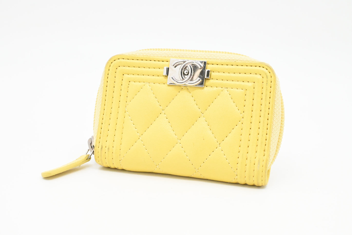 Chanel Boy Coin Case in Yellow Quilted Leather
