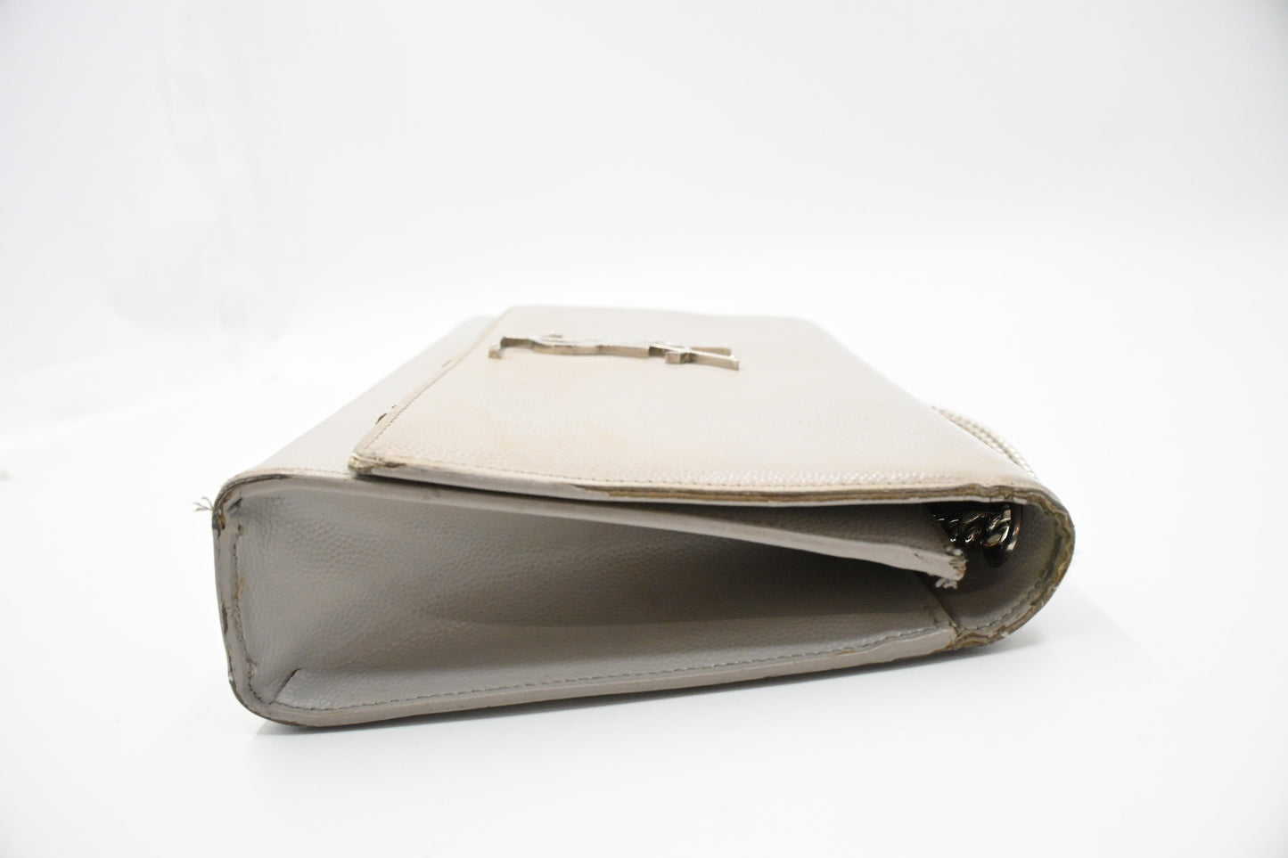 YSL Saint Laurent Medium Kate in Gray Grain de Poudre Leather