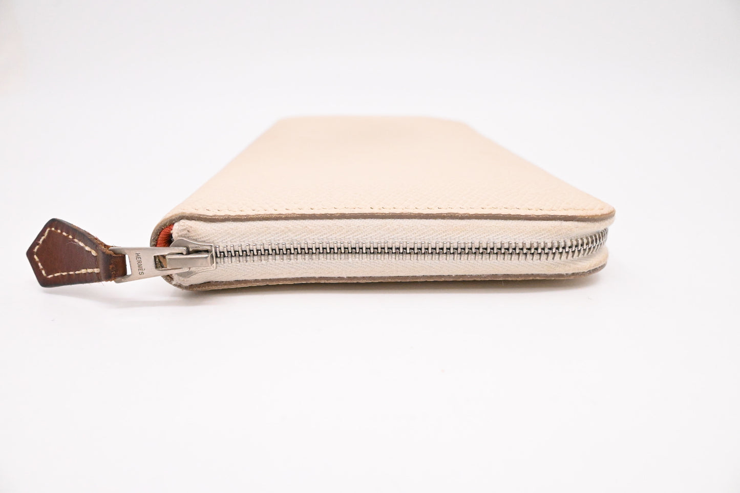 Hermes Long Azap Wallet in Cream Leather and Silk Interior Lining