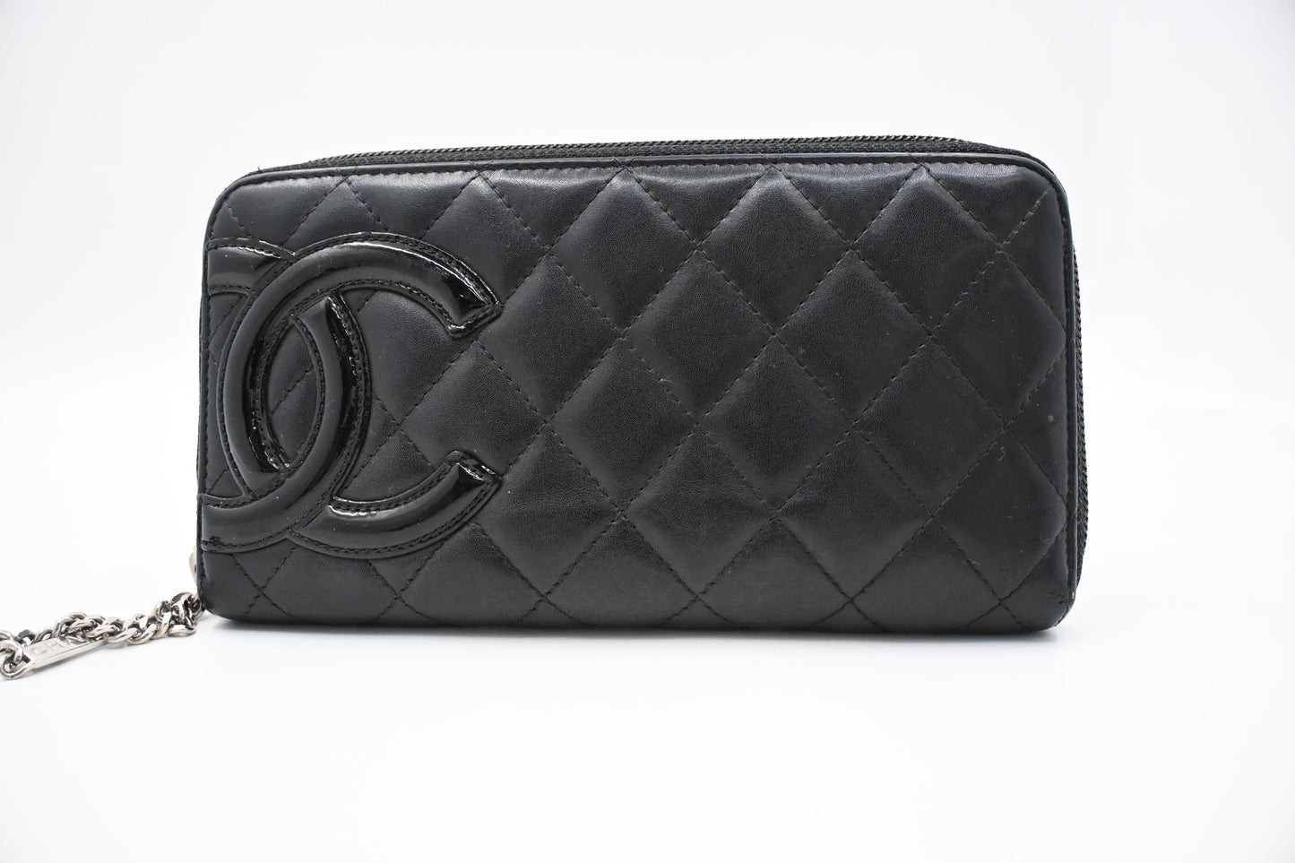 Chanel Cambon Zippy Wallet in Black Matelassé Leather