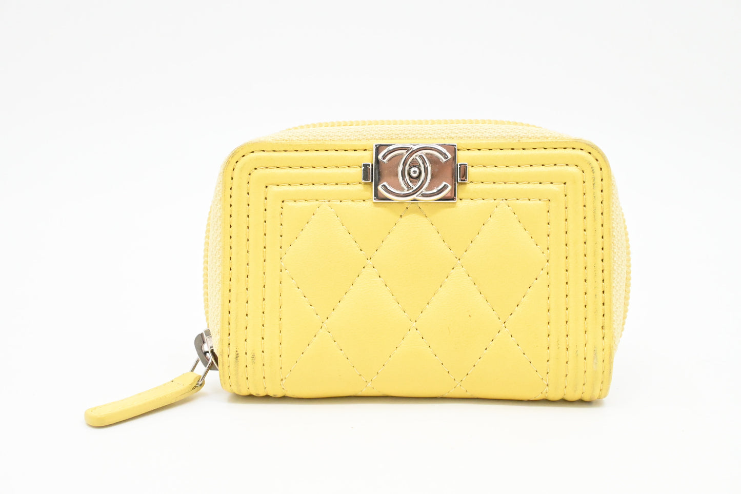 Chanel Boy Coin Case in Yellow Quilted Leather
