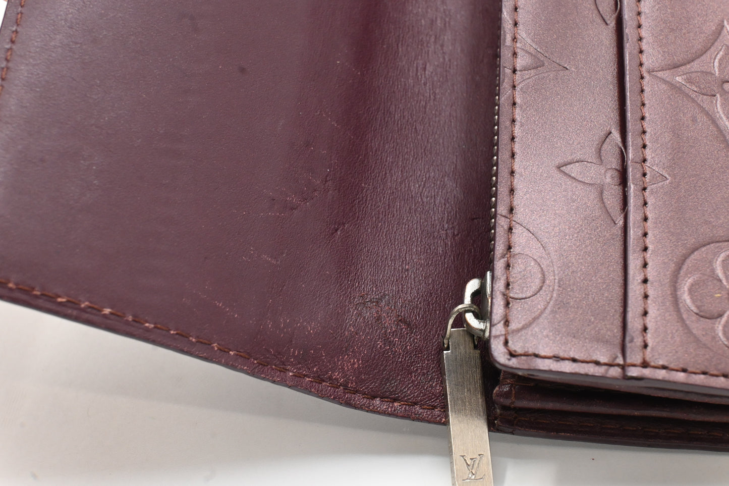Louis Vuitton Sarah Wallet in Matte Burgundy Leather