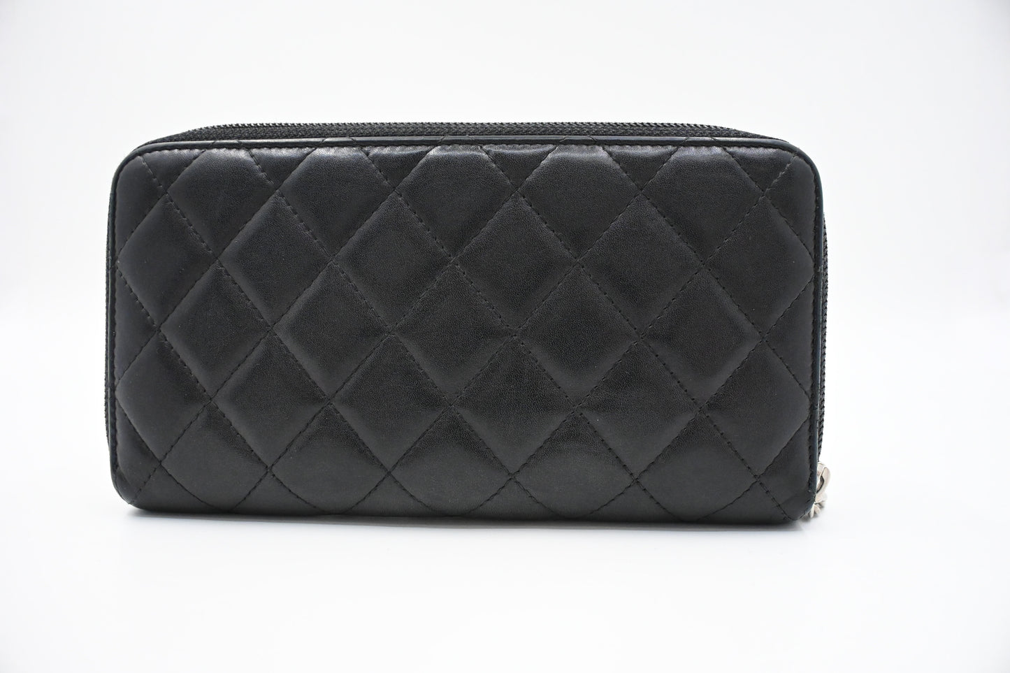 Chanel Cambon Zippy Wallet in Black Matelassé Leather