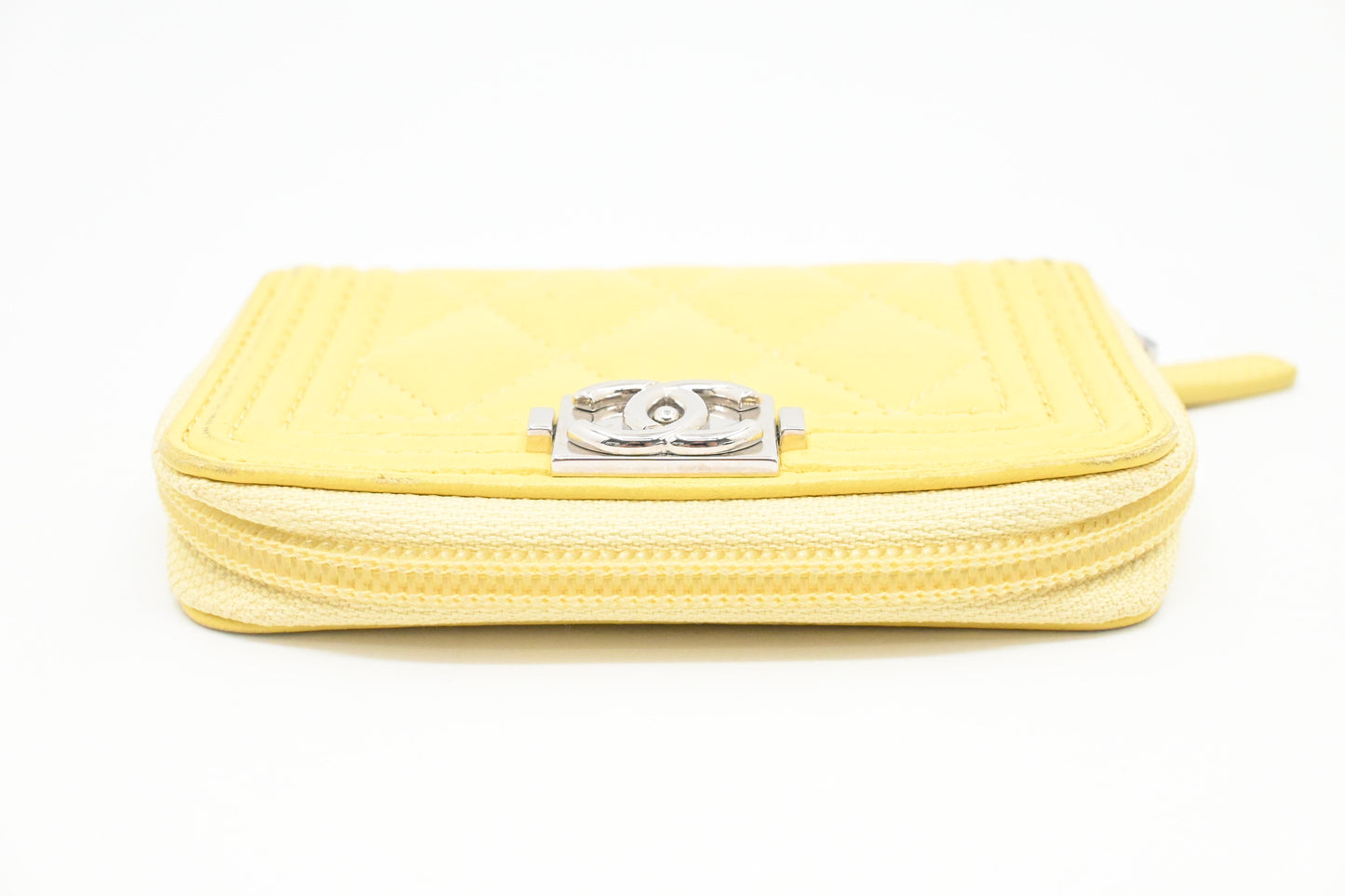 Chanel Boy Coin Case in Yellow Quilted Leather