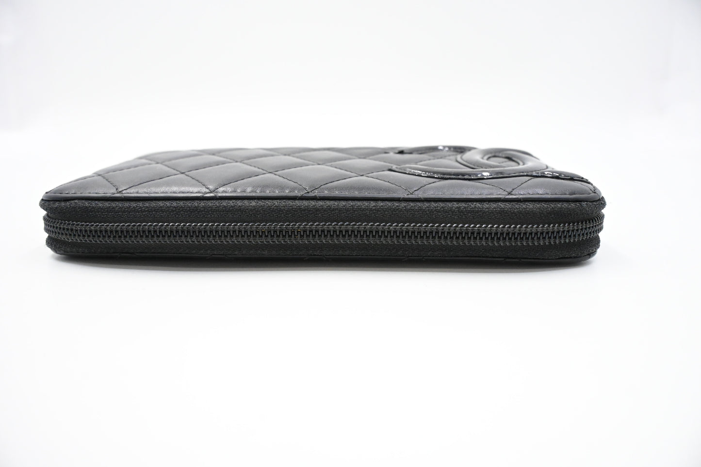 Chanel Cambon Zippy Wallet in Black Matelassé Leather