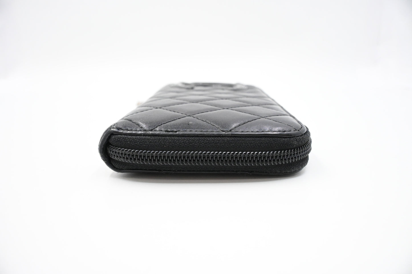 Chanel Cambon Zippy Wallet in Black Matelassé Leather