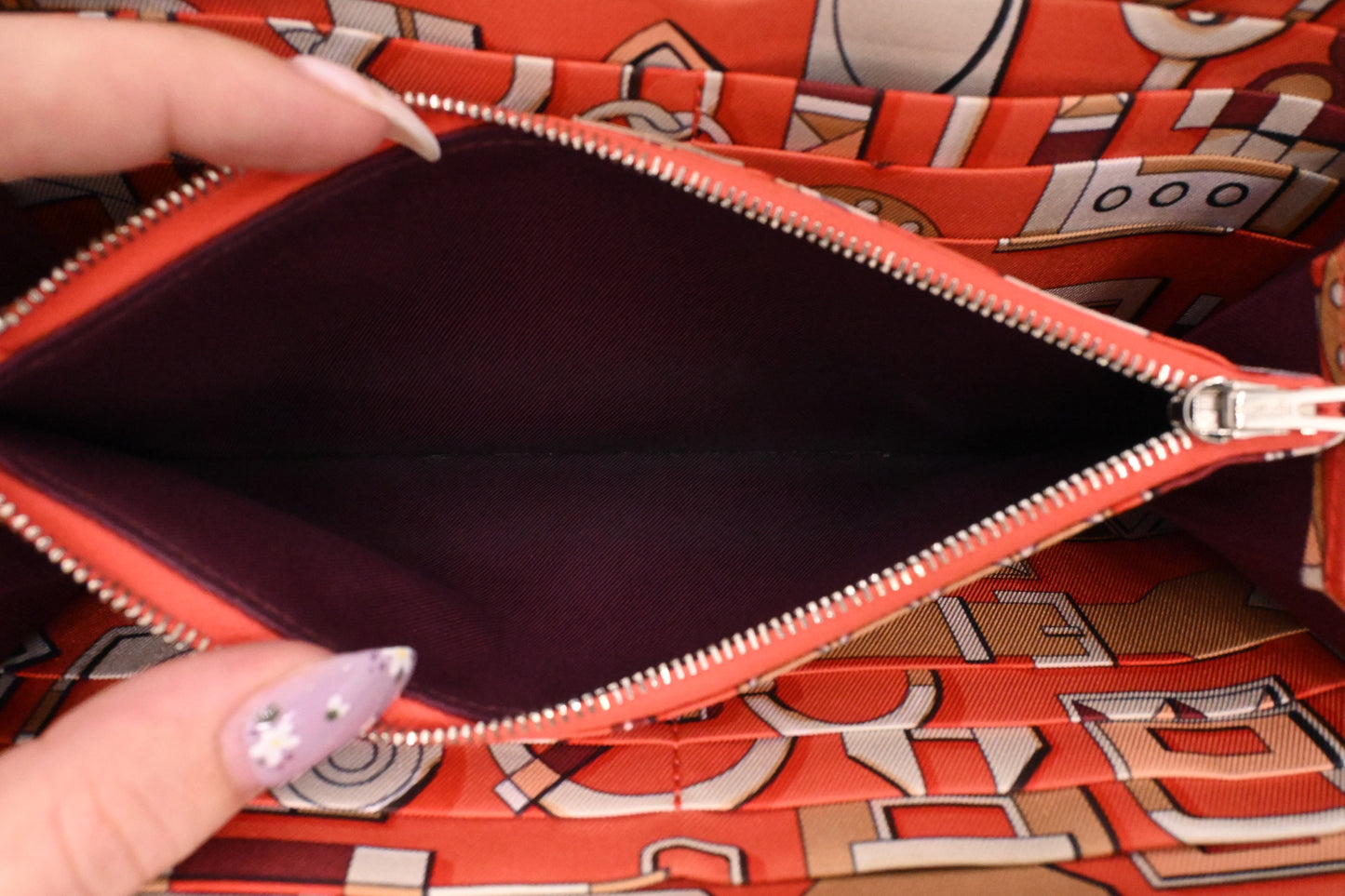 Hermes Long Azap Wallet in Cream Leather and Silk Interior Lining