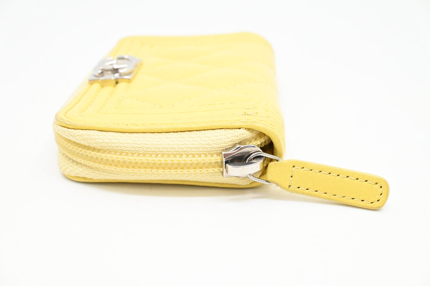 Chanel Boy Coin Case in Yellow Quilted Leather
