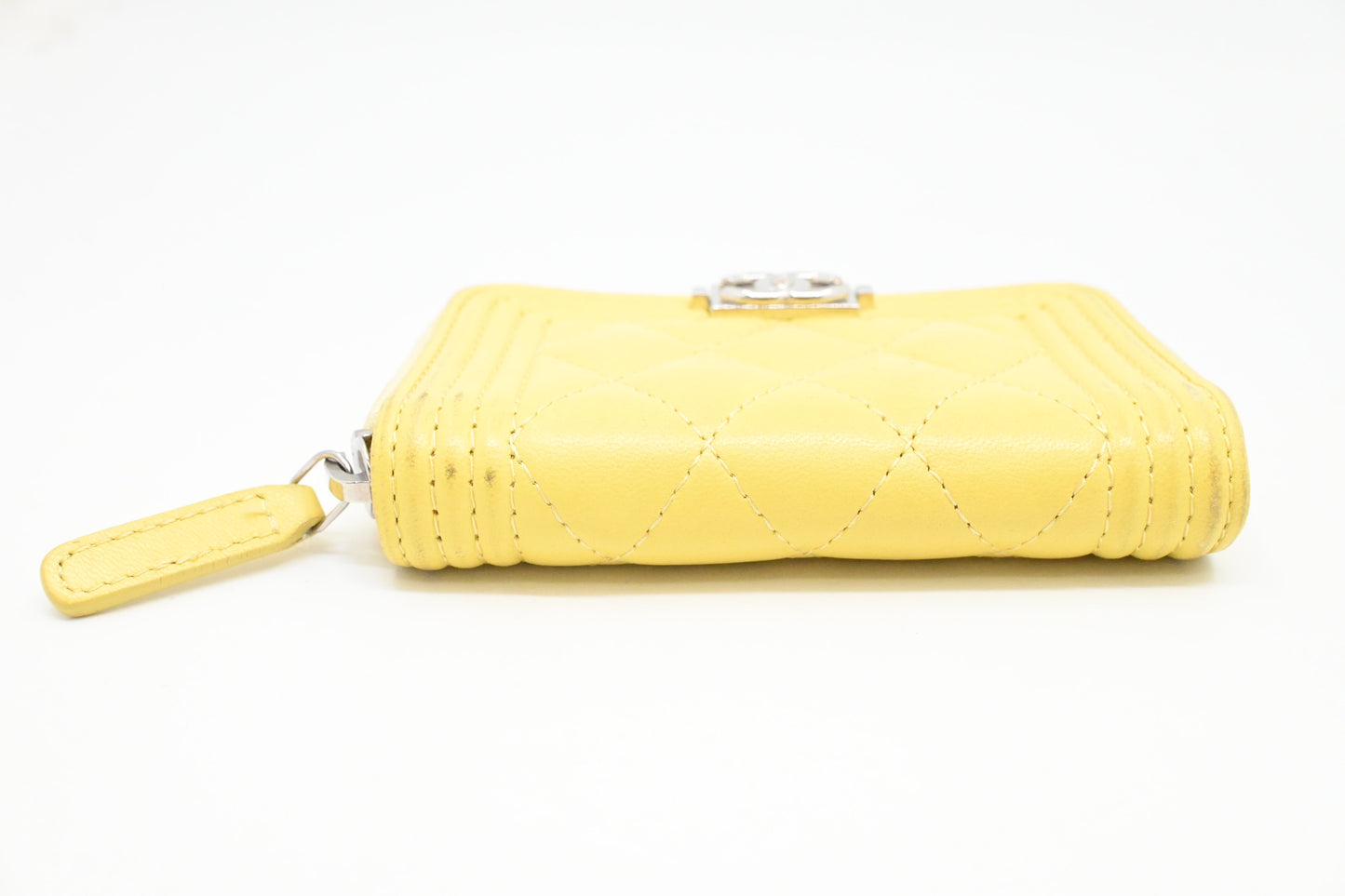 Chanel Boy Coin Case in Yellow Quilted Leather