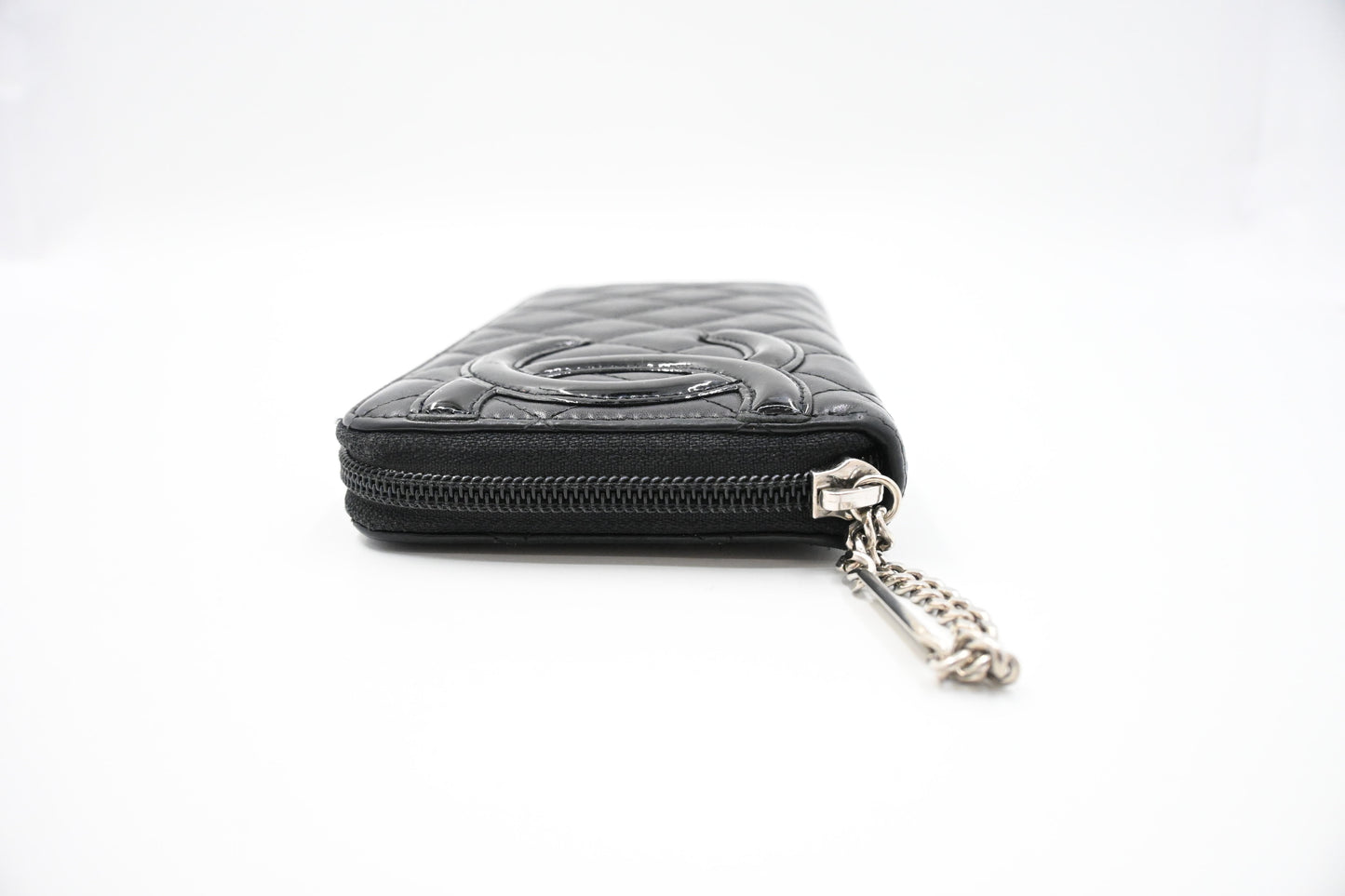 Chanel Cambon Zippy Wallet in Black Matelassé Leather