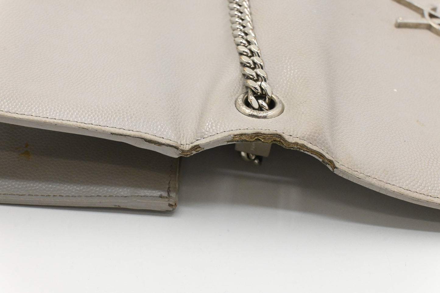 YSL Saint Laurent Medium Kate in Gray Grain de Poudre Leather