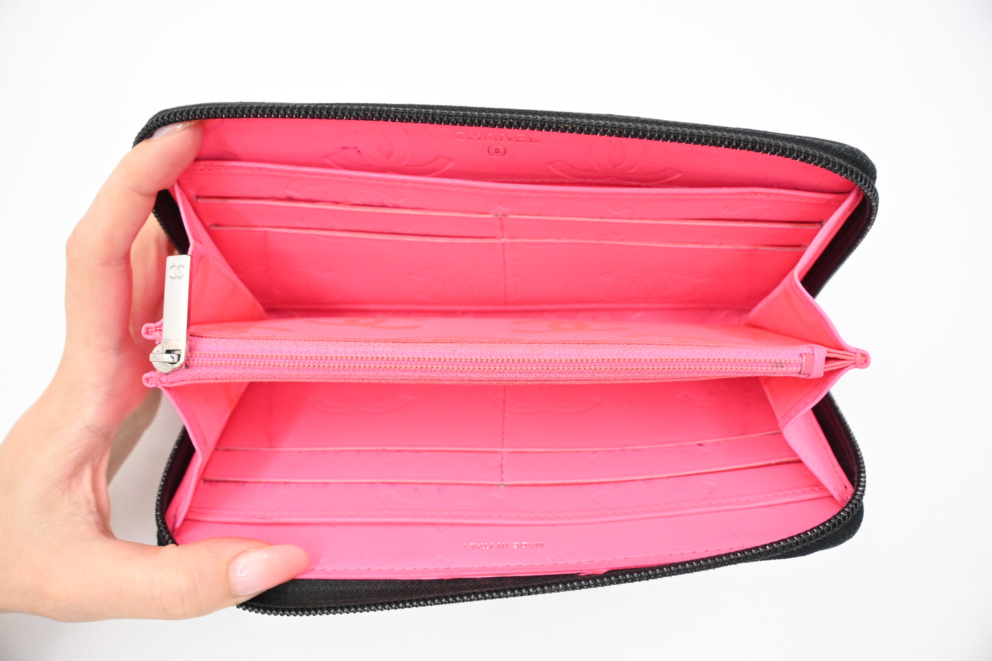 Chanel Cambon Zippy Wallet in Black Matelassé Leather