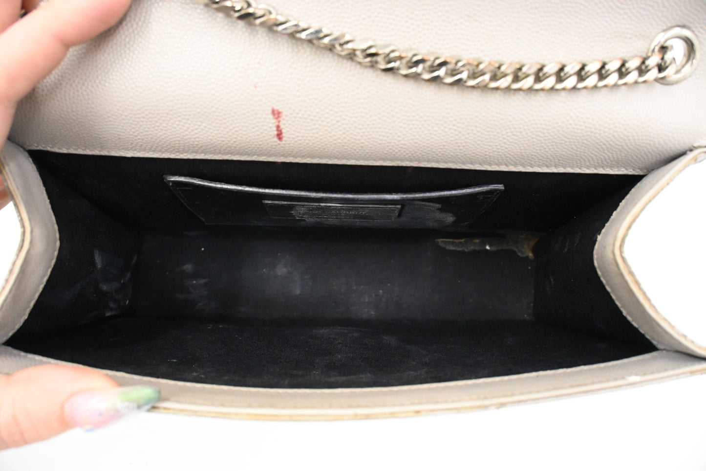 YSL Saint Laurent Medium Kate in Gray Grain de Poudre Leather