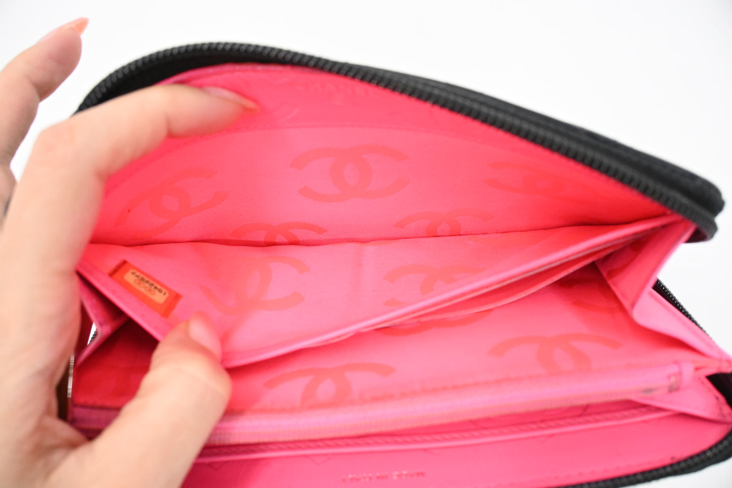 Chanel Cambon Zippy Wallet in Black Matelassé Leather
