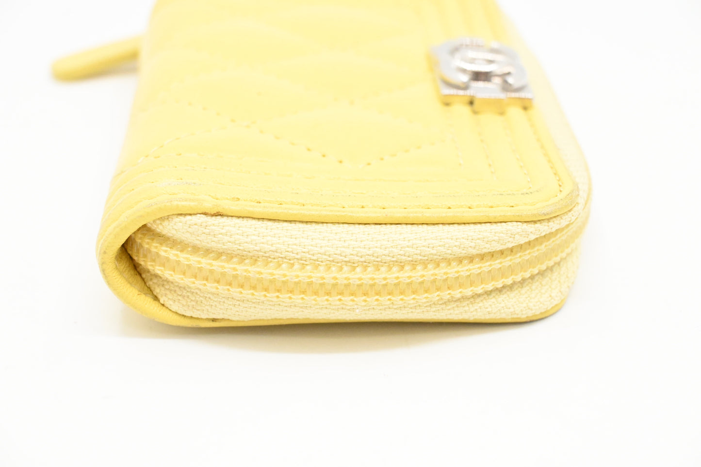 Chanel Boy Coin Case in Yellow Quilted Leather