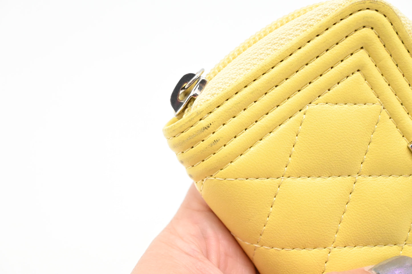 Chanel Boy Coin Case in Yellow Quilted Leather