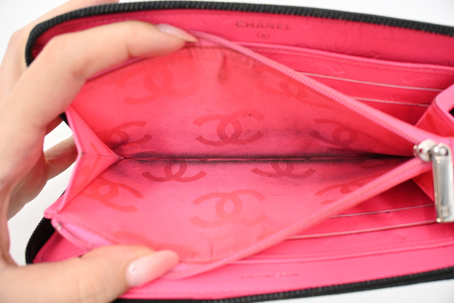 Chanel Cambon Zippy Wallet in Black Matelassé Leather