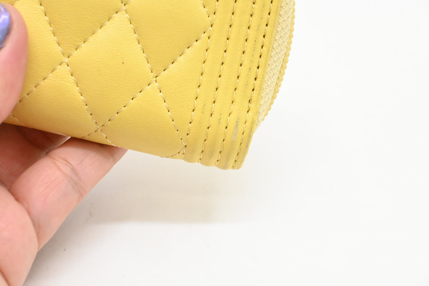 Chanel Boy Coin Case in Yellow Quilted Leather