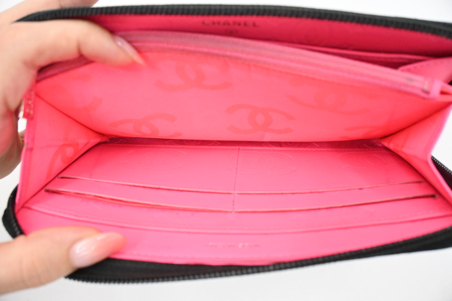 Chanel Cambon Zippy Wallet in Black Matelassé Leather