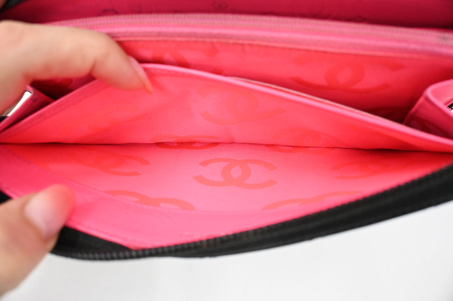 Chanel Cambon Zippy Wallet in Black Matelassé Leather